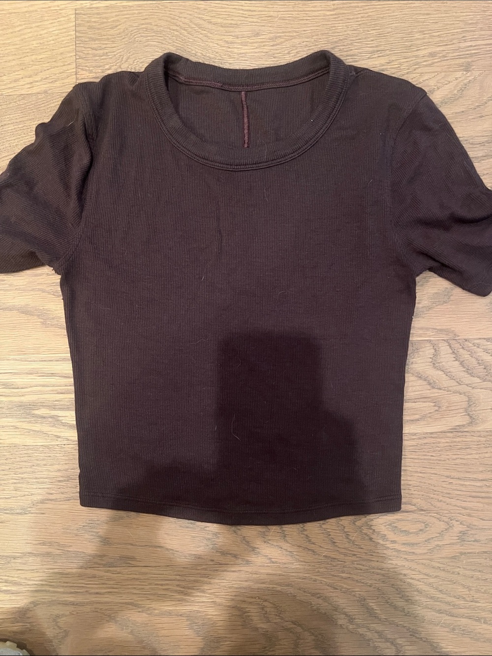 lululemon athletica Brown Ribbed Short Sleeve Crop Top